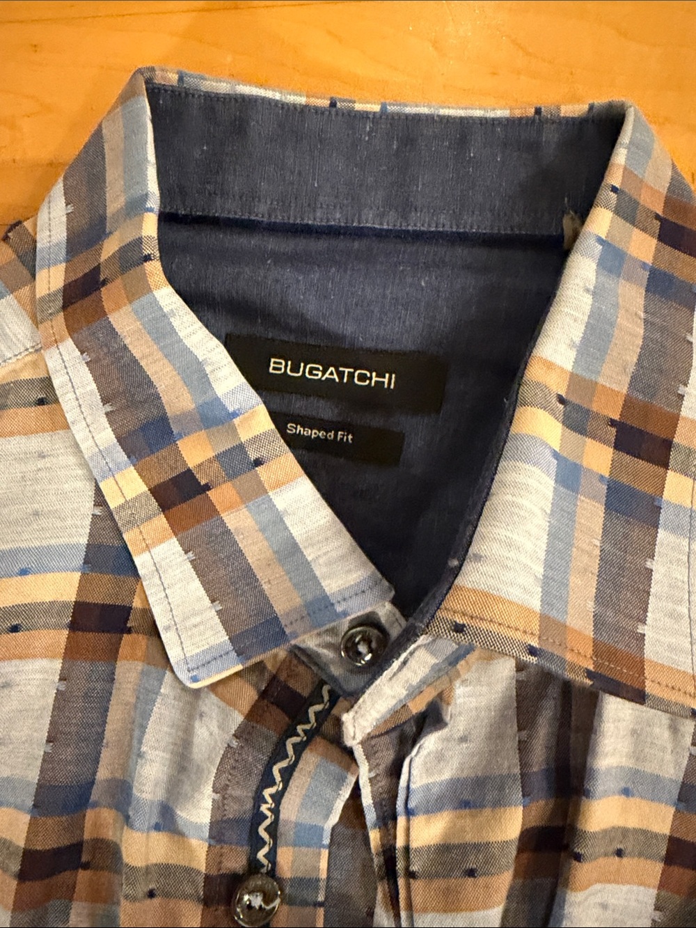 Bugatchi Plaid Button-Down Shirt in Blue and Brown